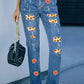 Distressed Pumpkin Jeans with Pockets