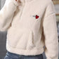 Heart Half Zip Long Sleeve Teddy Sweatshirt