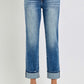 RISEN High Rise Crop Straight Roll Up Jeans