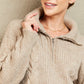 Half Zip Mixed Knit Collared Sweater