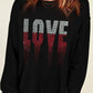 Rhinestone LOVE Round Neck Long Sleeve Sweatshirt