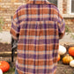 Plus Size Plaid Collared Neck Long Sleeve Jacket