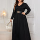 Plus Size Cutout V-Neck Long Sleeve Maxi Dress