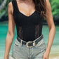 V-Neck Wide Strap Lace Bodysuit