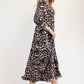 Leopard Round Neck Flounce Sleeve Dress