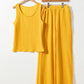 Textured Round Neck Top and Wide Leg Pants Set