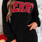 MERRY Round Neck Long Sleeve Top and Shorts Lounge Set