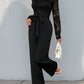 Lace Round Neck Long Sleeve Jumpsuit