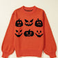 Pumpkin Pattern Round Neck Sweater