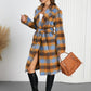 Tied Plaid Collared Neck Coat