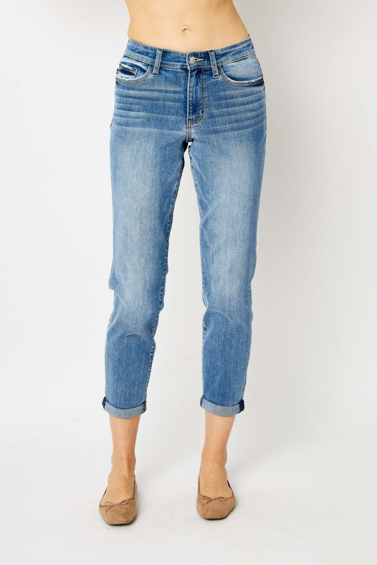 Judy Blue Cuffed Hem Low Waist Slim Jeans