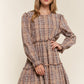 Washed Frayed Tiered Plaid Dress