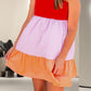 Tiered Color Block Wide Strap Dress