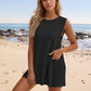 Slit Round Neck Top and Shorts Set
