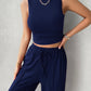 Mock Neck Sleeveless Top and Drawstring Pants Set