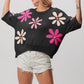 Floral Pattern Cropped Sweater