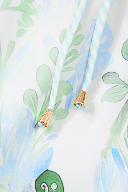 Floral Contrast Edge Layered Short Sleeve Mini Dress