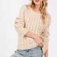 Cable-Knit Long Sleeve Sweater