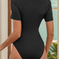 Lace Detail V-Neck Short Sleeve Bodysuit
