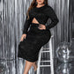 Plus Size Cutout Slit Round Neck Long Sleeve Dress