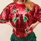 Sequin Round Neck Half Sleeve Top