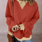 Contrast Round Neck Long Sleeve Sweatshirt