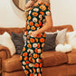 Pumpkin Printed Short Sleeve Top and Pants Lounge Set