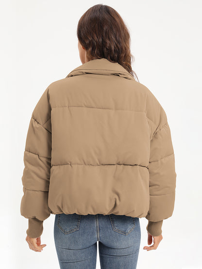 Zip Up Turtleneck Long Sleeve Puffer Jacket