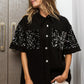 Sequin Detail Raw Hem Short Sleeve Shirt