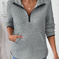 Texture Half Zip Long Sleeve Sweatshirt