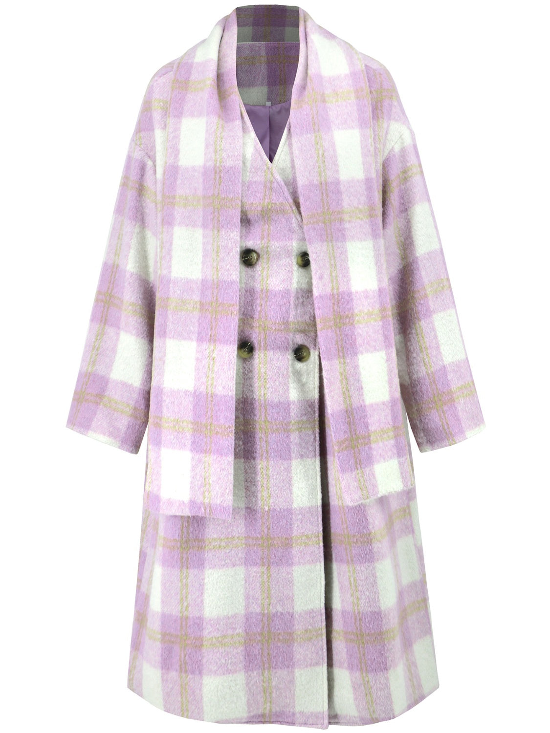 Plaid Button Up Long Sleeve Coat