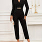 Surplice Long Sleeve Jumpsuit