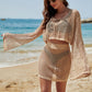 Openwork Tie Neck Top and Skirt Swimsuit Cover-Up Set