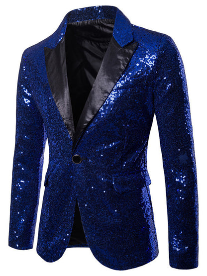 Sequin One Button Blazer