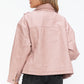 Drawstring Hem PU Leather Zip Up Jacket