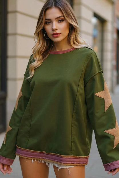 Star Patched Long Sleeve Sweatshirt