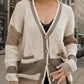 Contrast Button Up Long Sleeve Cardigan