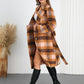 Tied Plaid Collared Neck Coat