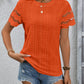 Full Size Eyelet Round Neck Short Sleeve Top