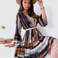 Buttoned Striped Long Sleeve Mini Dress