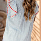 Embroidered Round Neck Cap Sleeve Blouse