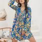 Printed V-Neck Balloon Sleeve Mini Dress