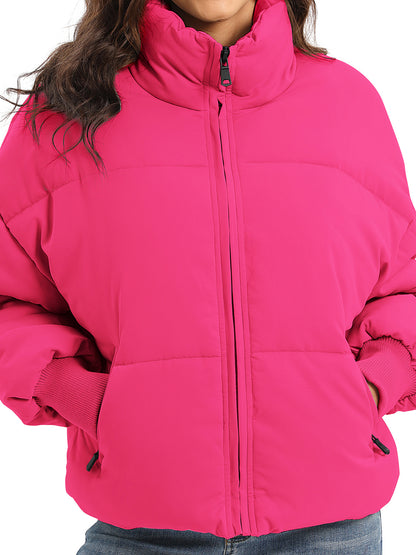 Zip Up Turtleneck Long Sleeve Puffer Jacket