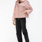 Drawstring Hem PU Leather Zip Up Jacket