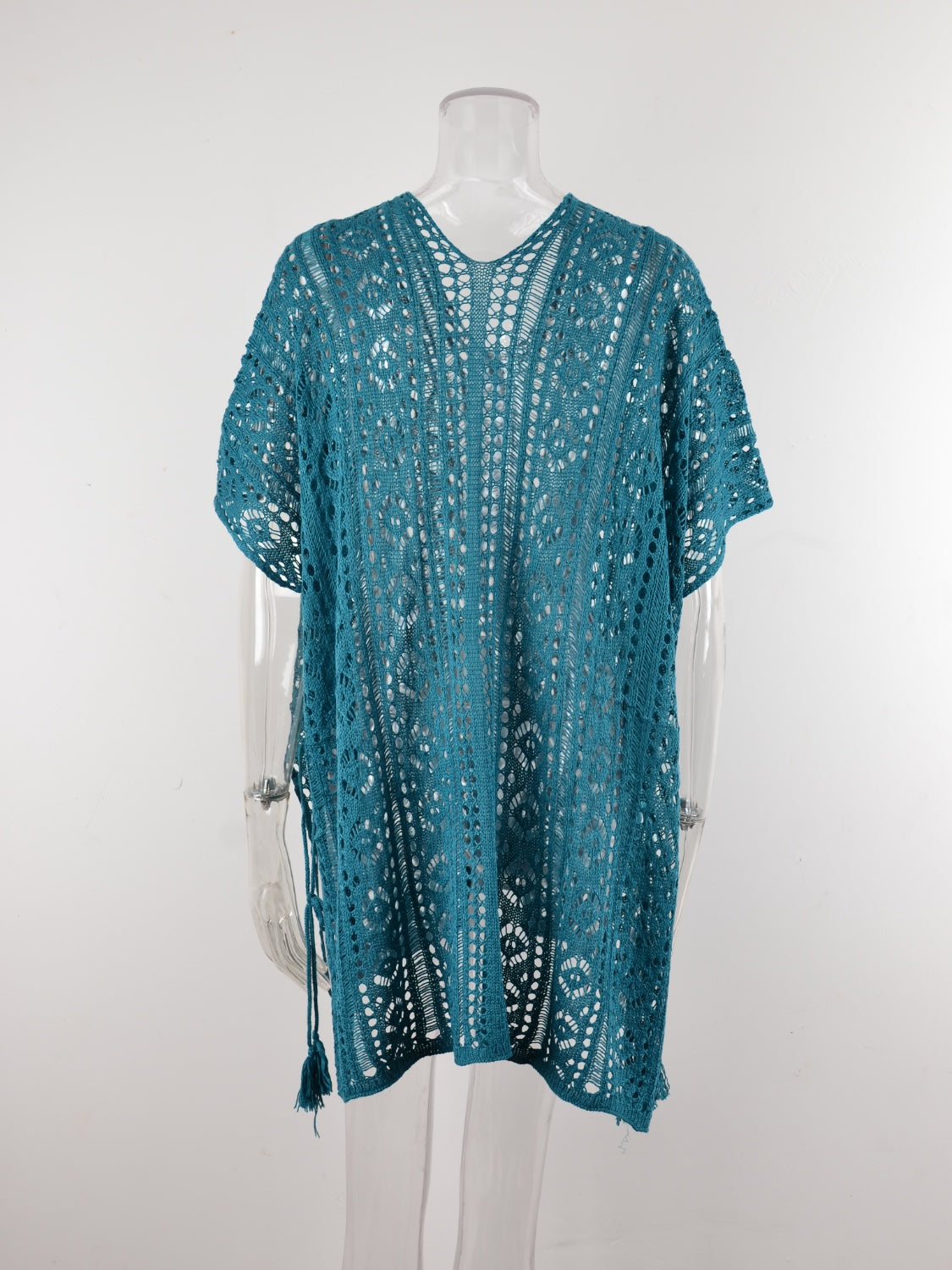 Cutout V-Neck Cover-Up with Tassel