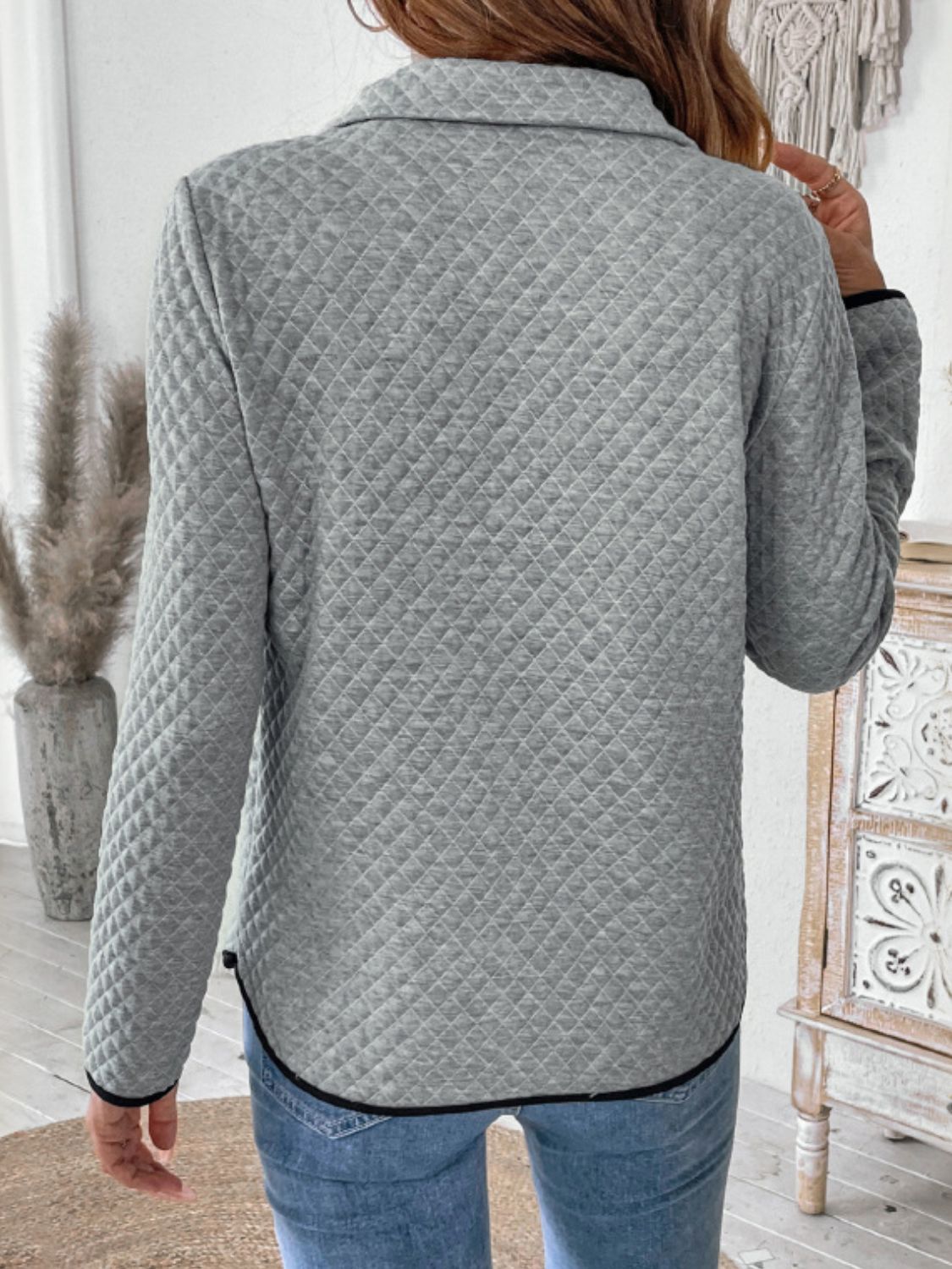 Texture Half Zip Long Sleeve Sweatshirt