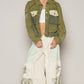 Embroidered Sleeve Raw Edge Quilted Jacket