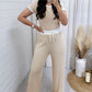 Contrast Trim Round Neck Top and Pants Set