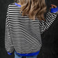 Pumpkin Striped Round Neck Long Sleeve Sweatshirt