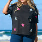 Plus Size Star Round Neck Half Sleeve T-Shirt